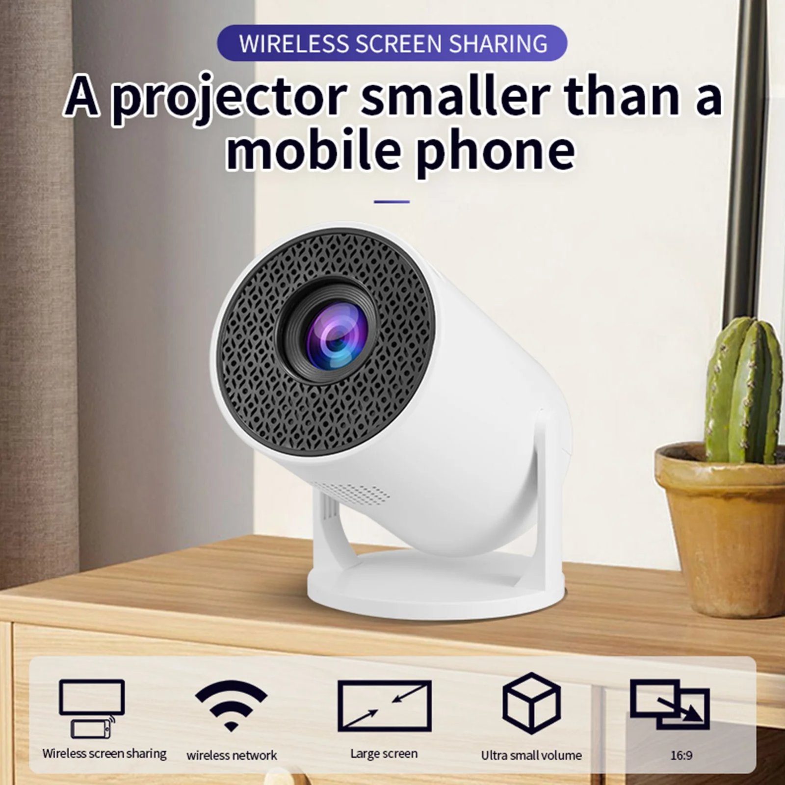Proyector Portatil 1080P WiFi Bluetooth Auto Keystone 8000LM