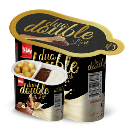 Vasito Duo Double L'Art – crema de avellana con cacao y leche + grissini (caja x 96)