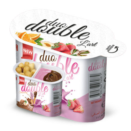 Vasito Duo Double – crema de avellana con fresa y cacao + grissini (caja x 96)