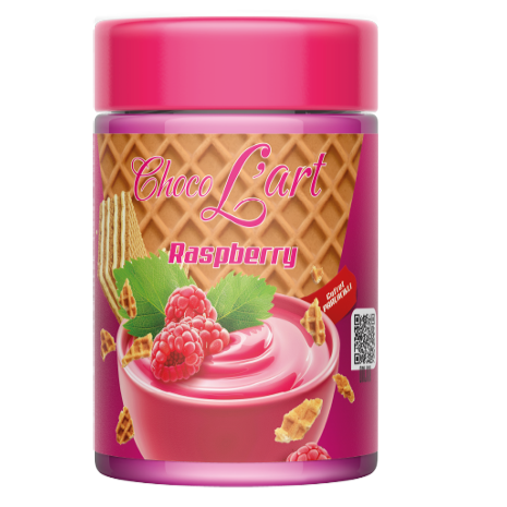 Frasco Choco L'Art – crema de frambuesa con trocitos de krepp (caja x 12)