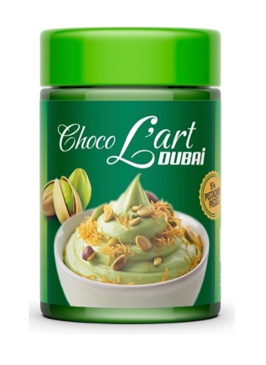 Frasco Choco L'Art Dubai – crema de pistacho + trigo en hojuelas (caja x 12)