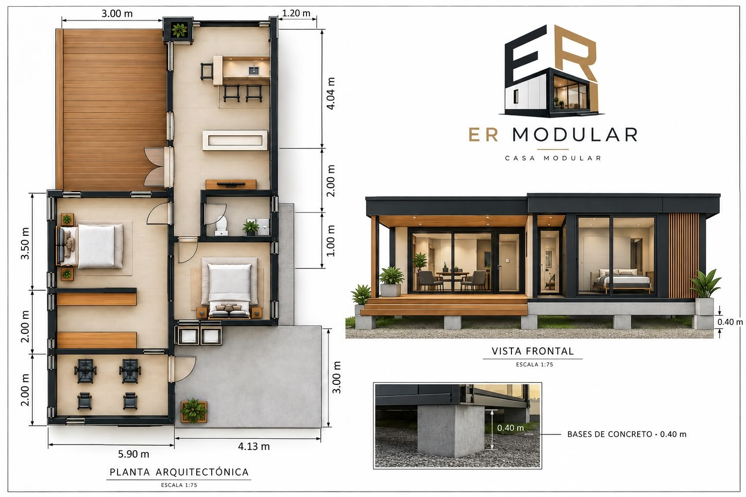 Construcion De Casa Modular - Con Terraza