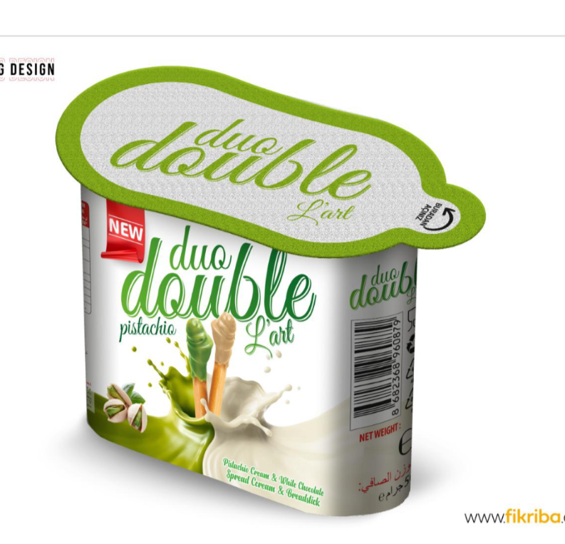 Vasito Duo Double L'Art – crema de leche sabor pistacho + grissini (caja x 96)