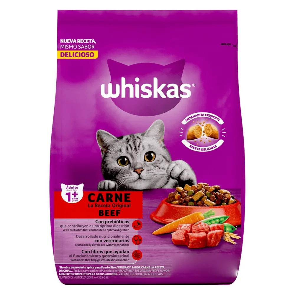 Whiskas Carne, La Receta Original (gato adulto 1+ años), 1.5 kg