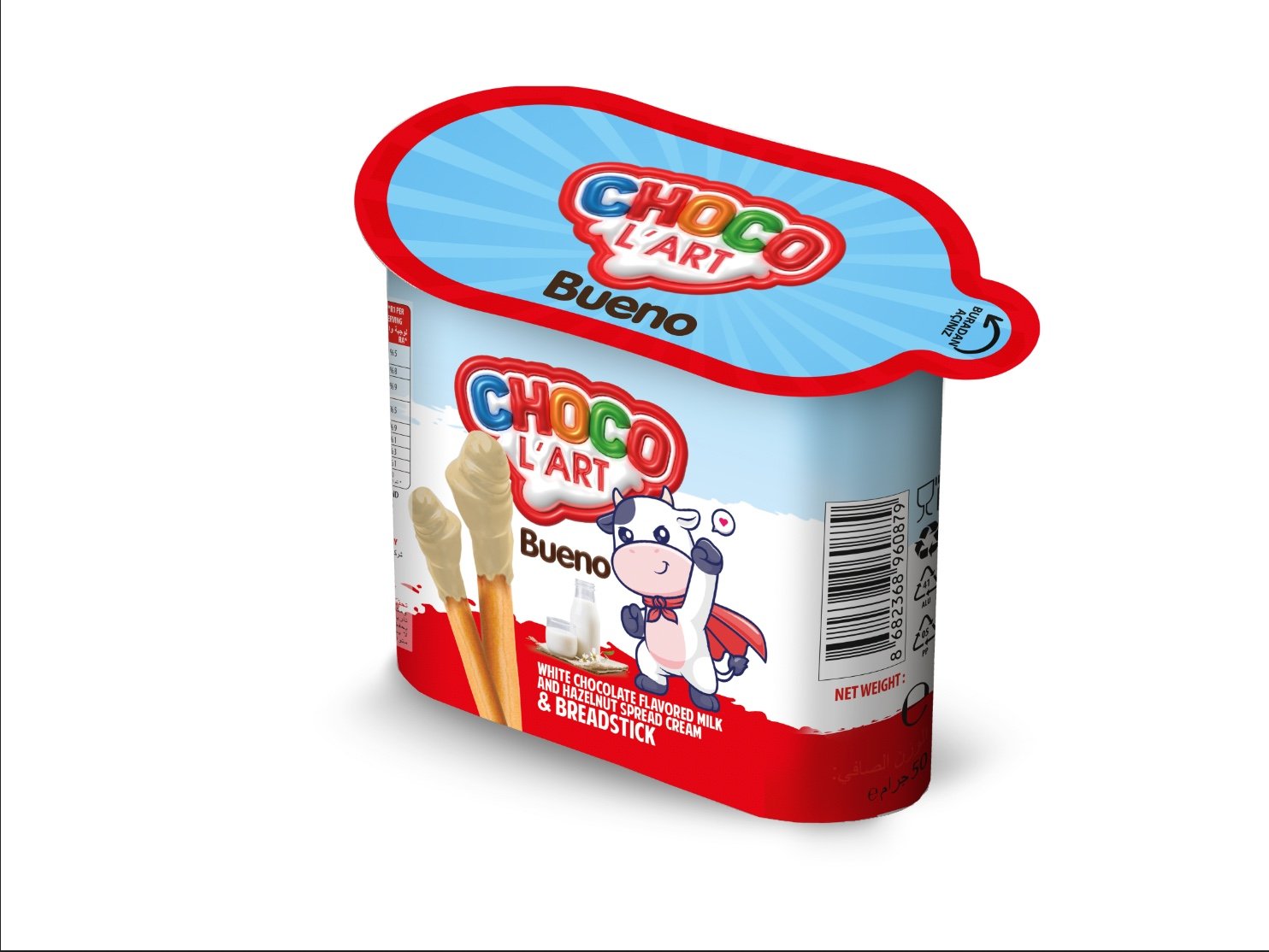 Vasito Choco L'Art crema de leche (tipo Bueno) + grissini (caja x 96)
