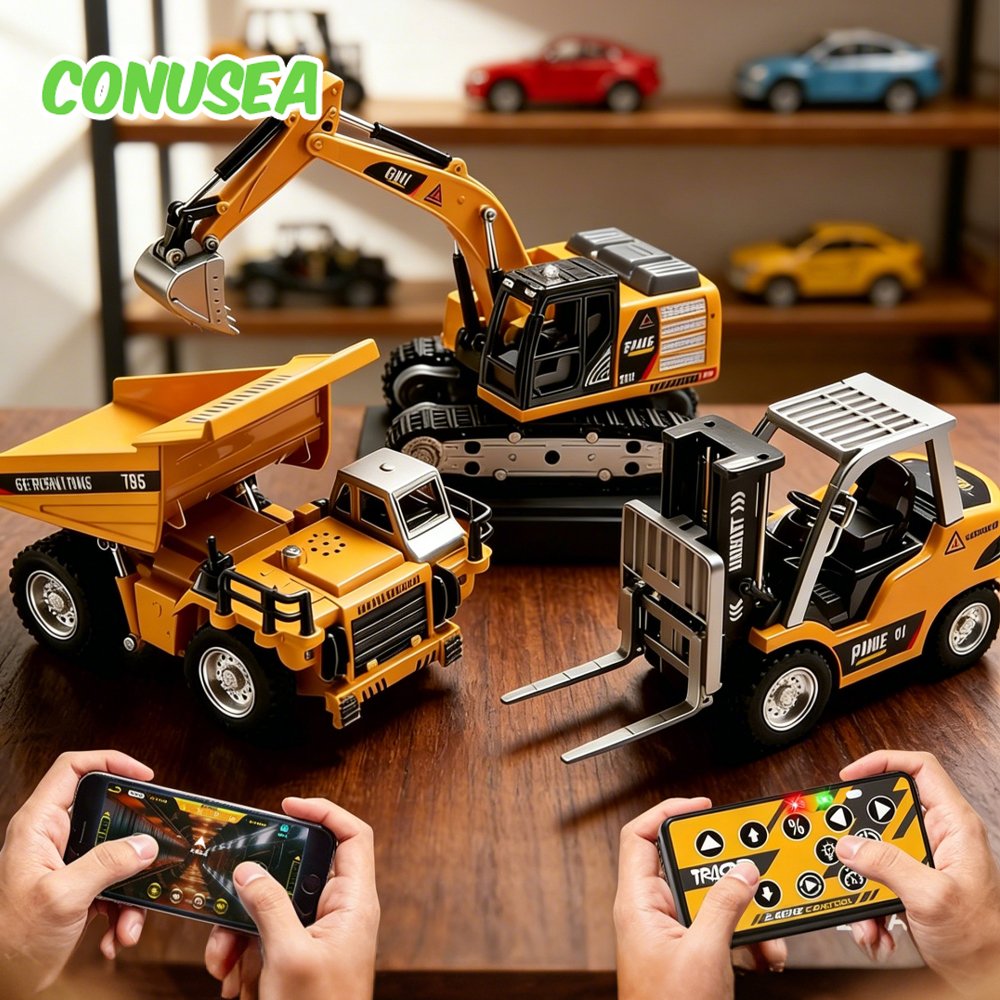 Retroexcavadora RC 1:64 Mini Alloy - Control Remoto APP 2.4G