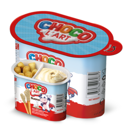 Vasito Choco L'Art crema de leche (tipo Bueno) + grissini (caja x 96)