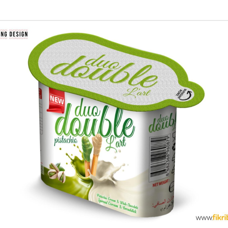 Vasito Duo Double L'Art – crema sabor pistacho + grissini (caja x 96)