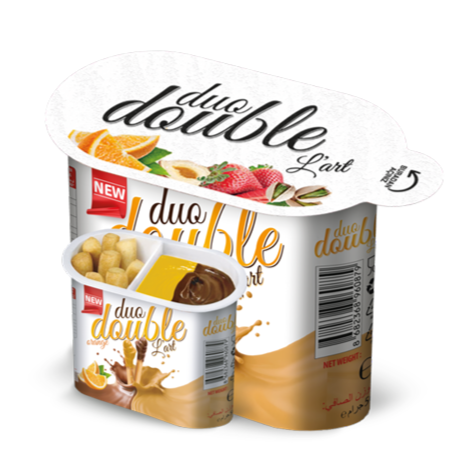 Vasito Duo Double L'Art – crema de leche sabor naranja + grissini (caja x 96)